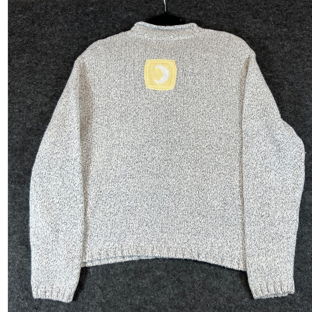Vintage 90s Christopher & Banks Celestial Sun Moon Star Sweater Womens L Gray - Picture 7 of 8